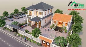 Read more about the article Mẫu Nhà 02 Tầng Mái Nhật Kết Hợp Nhà Thờ 01 Tầng Độc Đáo